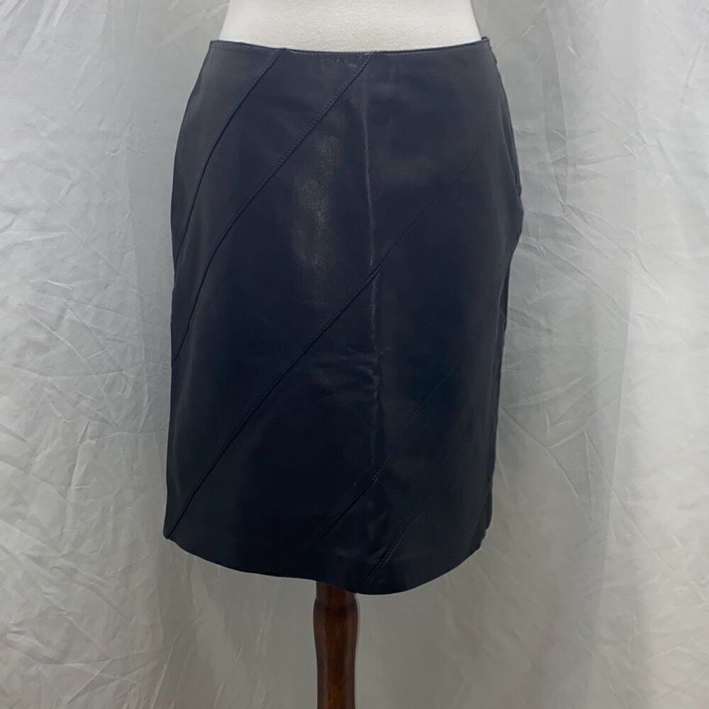 Guess Black leather midi length pencil skirt Sz 4 worn 1x